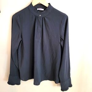 Calvin Klein Black Blouse with Pleated accents, size M